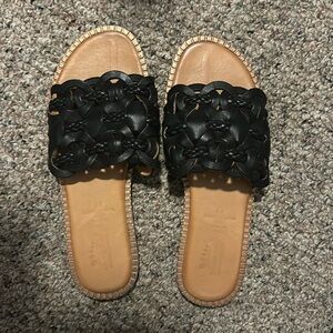 Spring Step Leather Sandals Black Size39